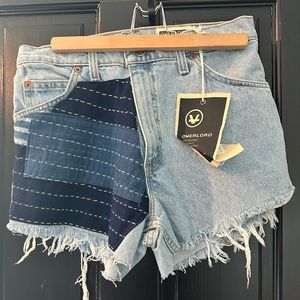 NWT Overlord Denim Patchwork Shashiko Shorts Sz 29